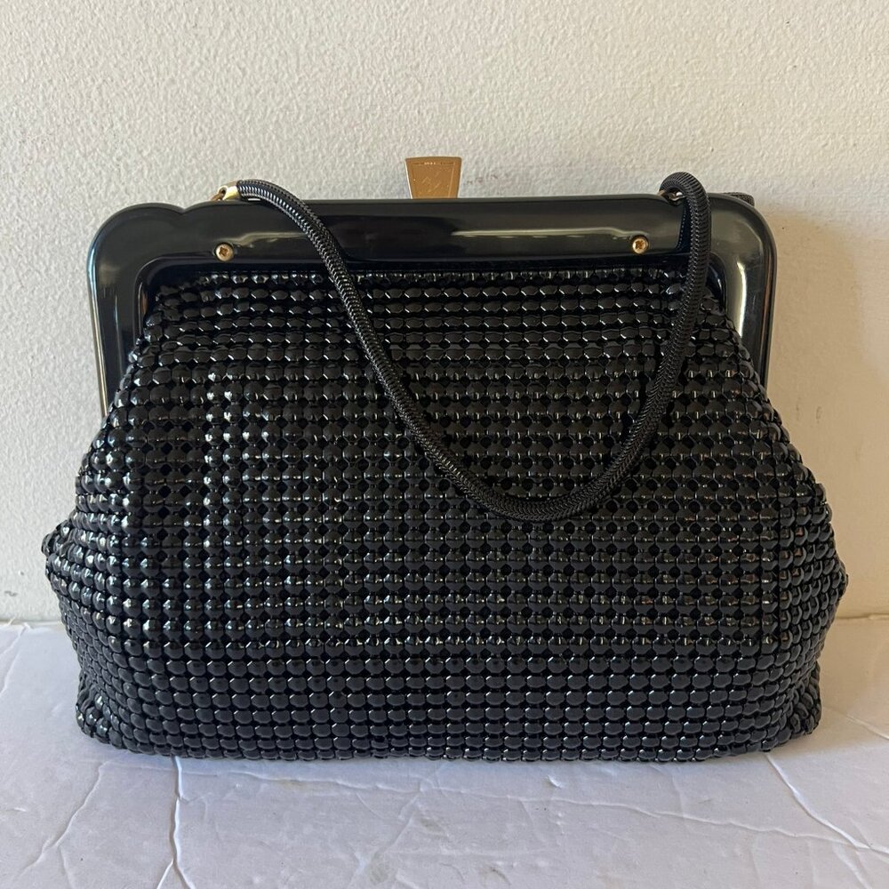 VINTAGE GLOMESH METAL 80'S MESH BLACK CHAIN STRAP BAG